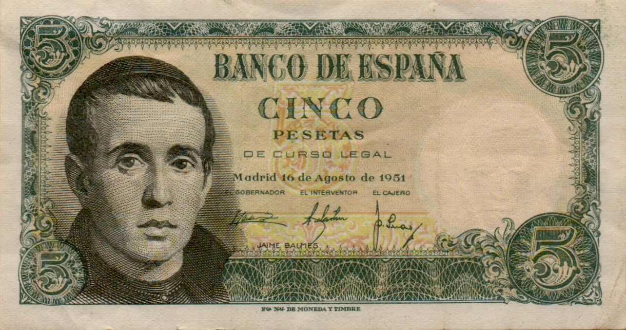 Spain 5 1951 XF P-140 <b>[Eight Digit#]</b>
